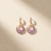Pink Sapphire & Rose Quartz Diamond Gold Drop Earrings for Women
